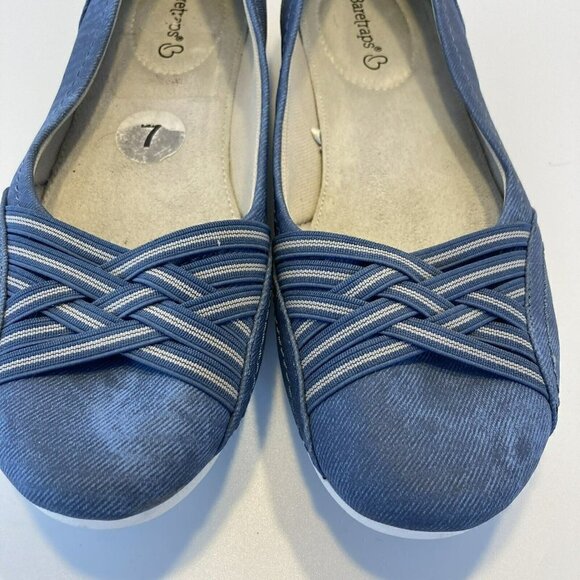Baretraps Womens Pralies Blue White Slip On Comfort Ballet Wedge Flats Shoes-7M - Picture 6 of 13
